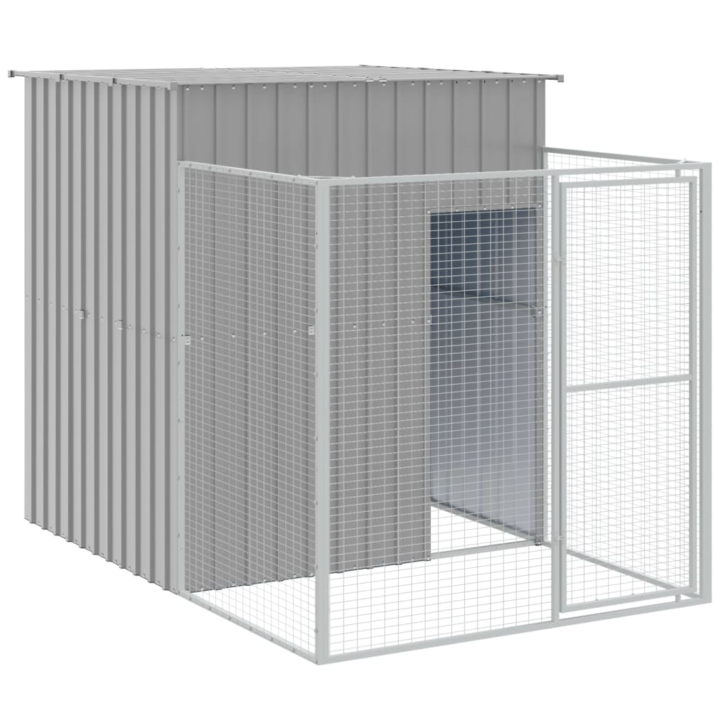vidaXL Dog House Outdoor Dog Kennel Crate Shelter with Run Galvanized Steel-1