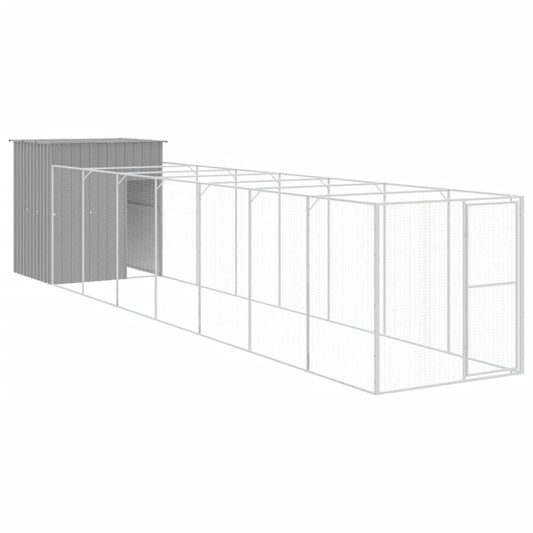 vidaXL Dog House Outdoor Dog Kennel Crate Shelter with Run Galvanized Steel-0