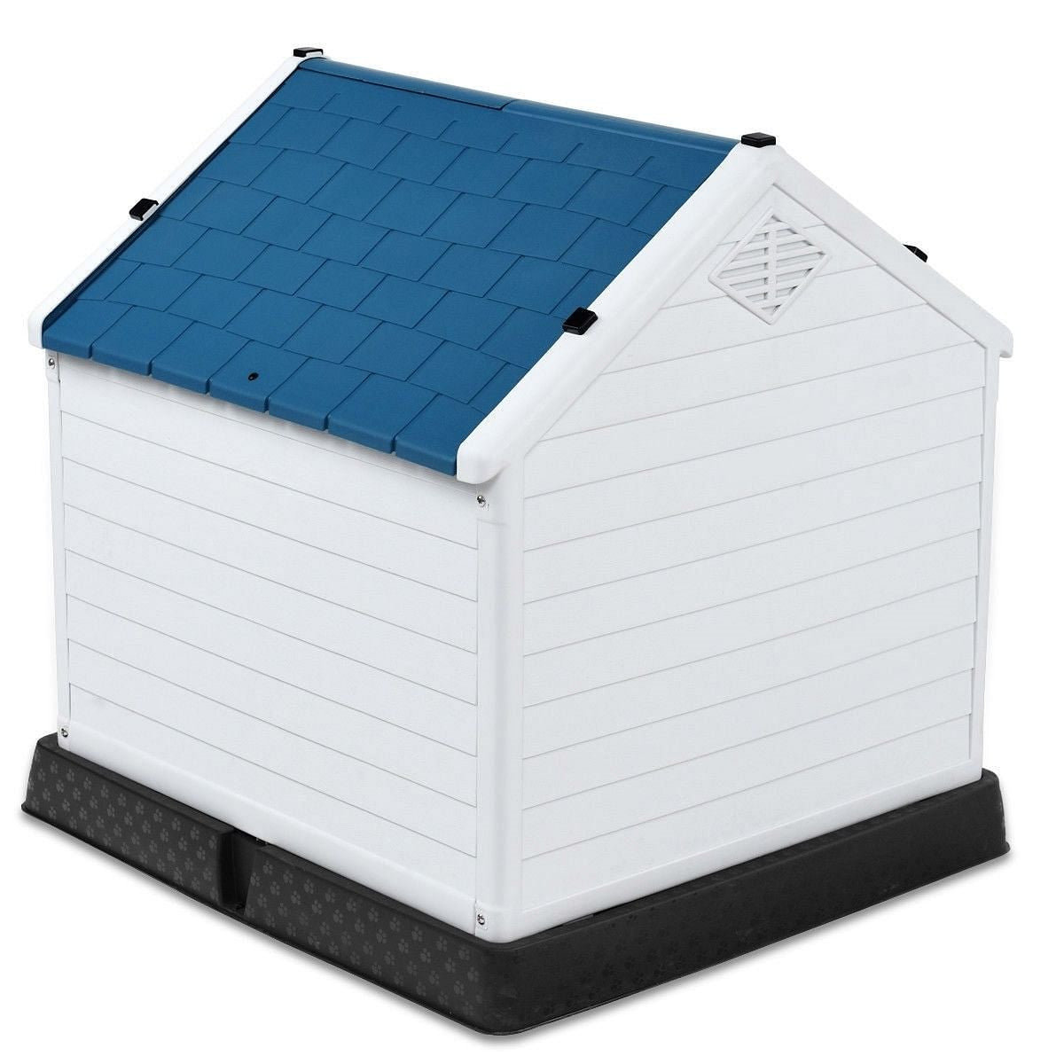 Medium size Dog House Outdoor White Blue Plastic with Elevated Floor-1
