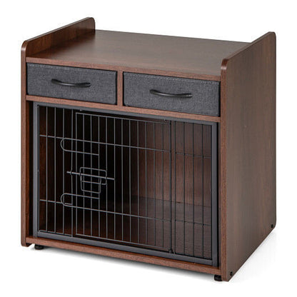 End Table / Indoor Dog Crate with 2 Drawers-2