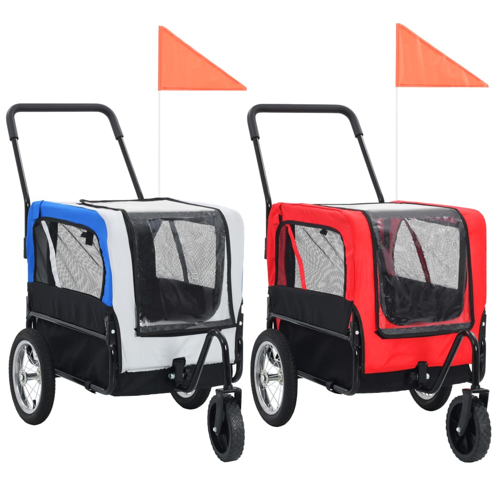 vidaXL Dog Bike Trailer Foldable Stroller 2-in-1 Function Dog Cart for Bike-1