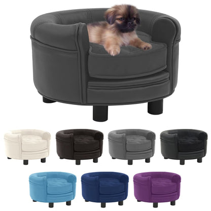 vidaXL Dog Sofa Puppy Couch Bed with Washable Cover Plush and Faux Leather-5