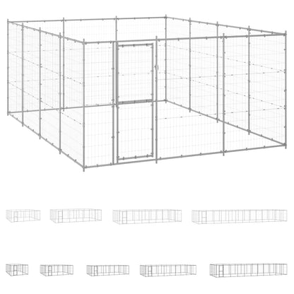 vidaXL Outdoor Dog Kennel Dog Pen Pet Crate Kennel Cage Fence for Yard Steel-5