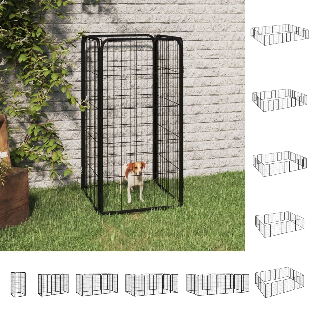 vidaXL Dog Playpen Kennel Dog Cage Puppy Pet Exercise Wire Fence Steel Black-5