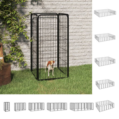 vidaXL Dog Playpen Kennel Dog Cage Puppy Pet Exercise Wire Fence Steel Black-5