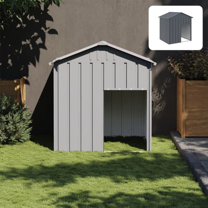vidaXL Dog House with Roof Outdoor Dog Kennel Animal House Galvanized Steel-3